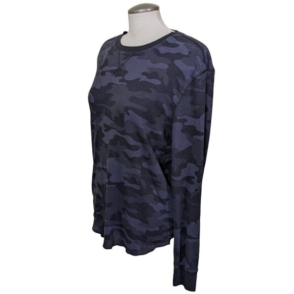 Joe Fresh Thermal Camo Print Top Womens Size Large Gray Long Sleeve Waffle Knit - Picture 3 of 7